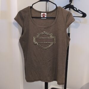 Harley-Davidson Tan Fitted Short Sleeve Tee